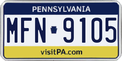 PA license plate MFN9105