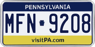 PA license plate MFN9208