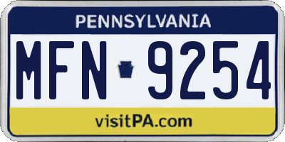 PA license plate MFN9254