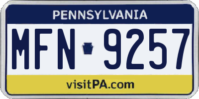 PA license plate MFN9257