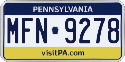 PA license plate MFN9278