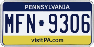 PA license plate MFN9306