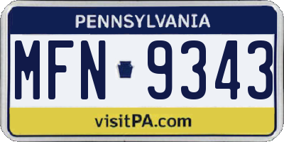 PA license plate MFN9343