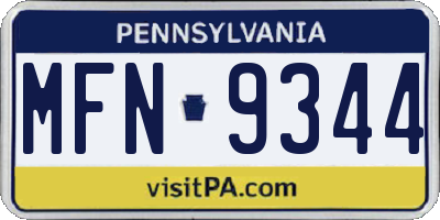 PA license plate MFN9344
