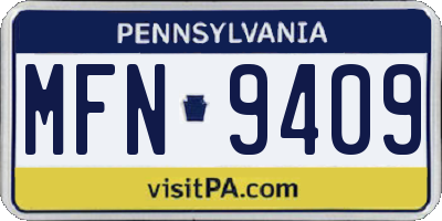 PA license plate MFN9409