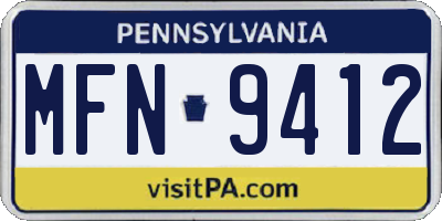 PA license plate MFN9412