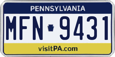 PA license plate MFN9431
