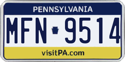 PA license plate MFN9514