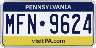 PA license plate MFN9624