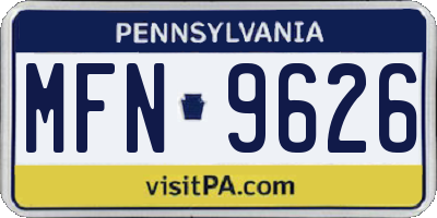 PA license plate MFN9626