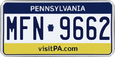 PA license plate MFN9662