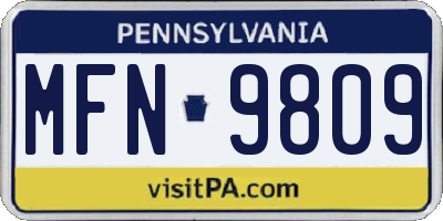 PA license plate MFN9809