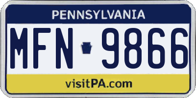 PA license plate MFN9866