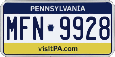 PA license plate MFN9928