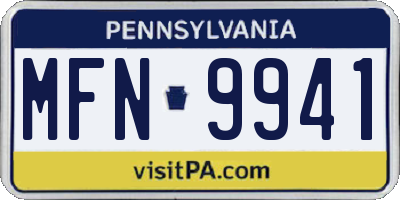 PA license plate MFN9941