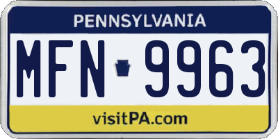 PA license plate MFN9963