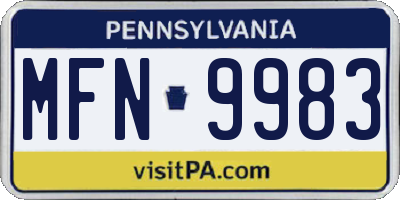 PA license plate MFN9983