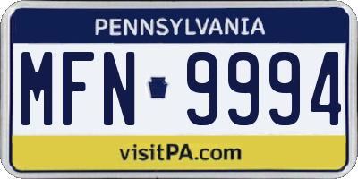 PA license plate MFN9994