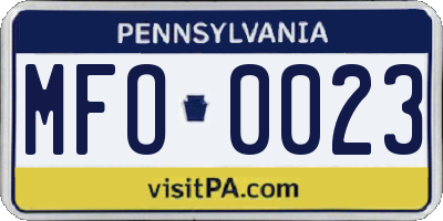 PA license plate MFO0023