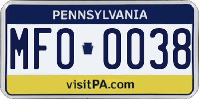 PA license plate MFO0038