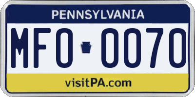 PA license plate MFO0070