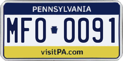 PA license plate MFO0091