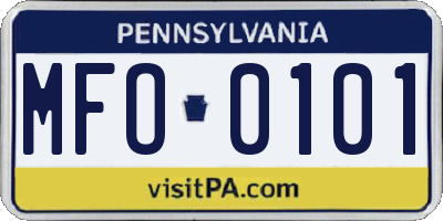 PA license plate MFO0101