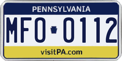 PA license plate MFO0112