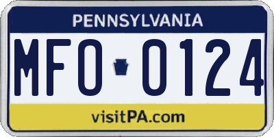 PA license plate MFO0124