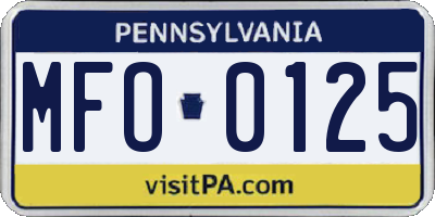 PA license plate MFO0125