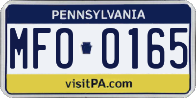 PA license plate MFO0165
