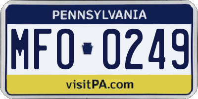 PA license plate MFO0249
