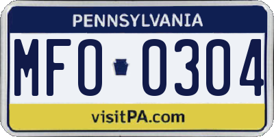 PA license plate MFO0304