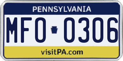 PA license plate MFO0306