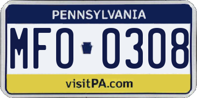PA license plate MFO0308