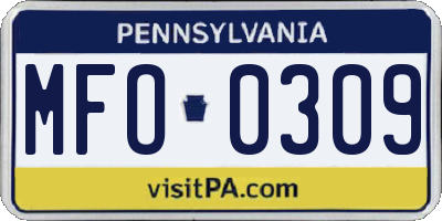 PA license plate MFO0309