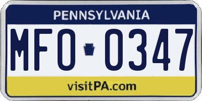 PA license plate MFO0347