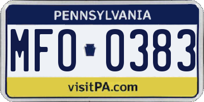 PA license plate MFO0383