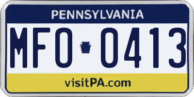 PA license plate MFO0413