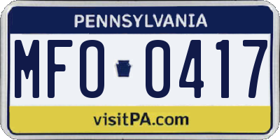 PA license plate MFO0417