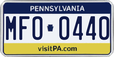 PA license plate MFO0440