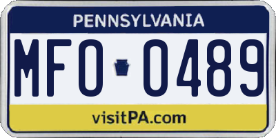 PA license plate MFO0489