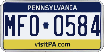 PA license plate MFO0584