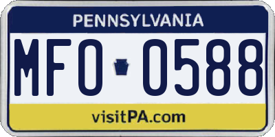 PA license plate MFO0588