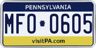 PA license plate MFO0605
