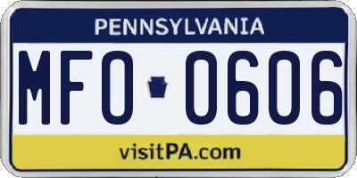 PA license plate MFO0606