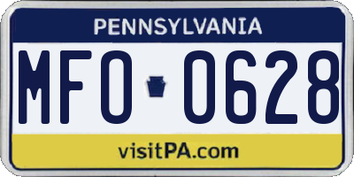 PA license plate MFO0628