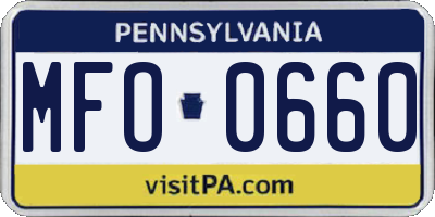 PA license plate MFO0660