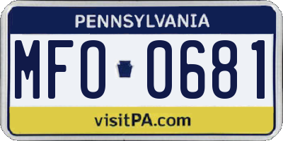 PA license plate MFO0681