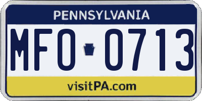 PA license plate MFO0713